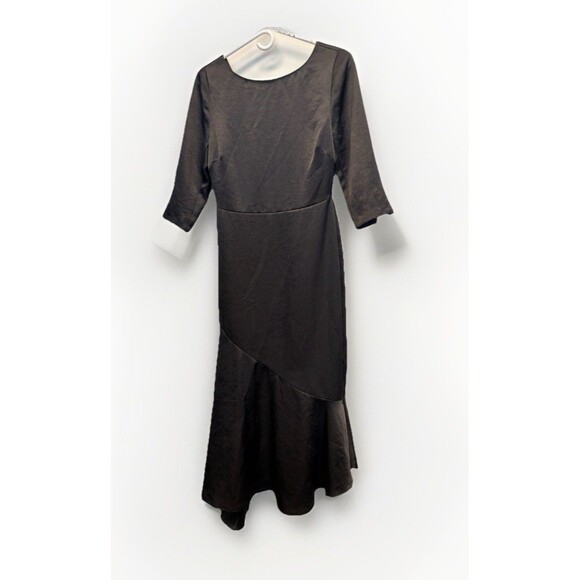 BODEN REBECCA Black SATIN DRESS ASYMMETRICAL Hem Cocktail Classy Formal Retro 4R - Picture 4 of 13